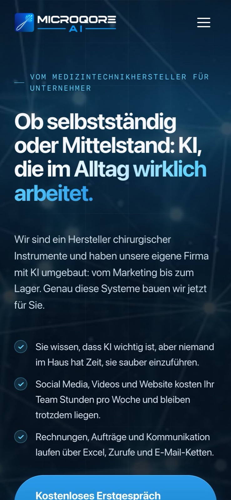 microqore.ai auf dem Handy