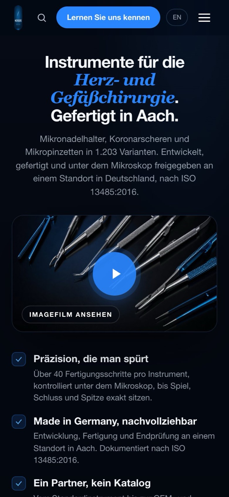 microqore.de auf dem Handy